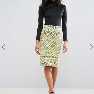 Club L High Neck Detailed Dress With Bonded Lace